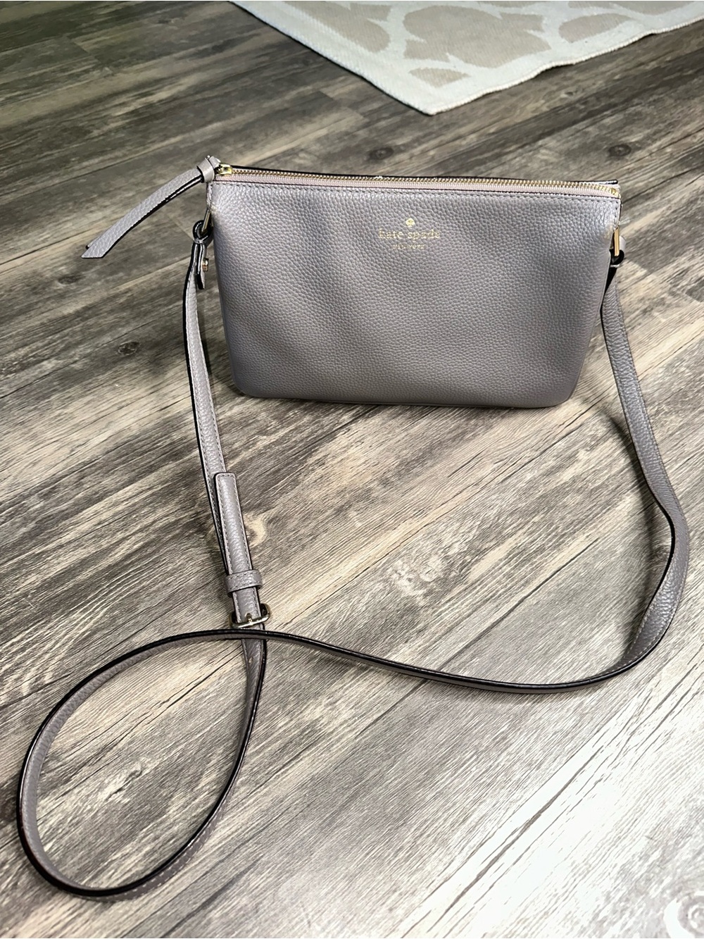 Kate Spade Mulberry Street Madelyne Gray Pebbled Leather Crossbody Bag